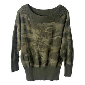 EXPRESS Shades of Green Camouflage Boat Neck Women's Sweater NWT Size XS